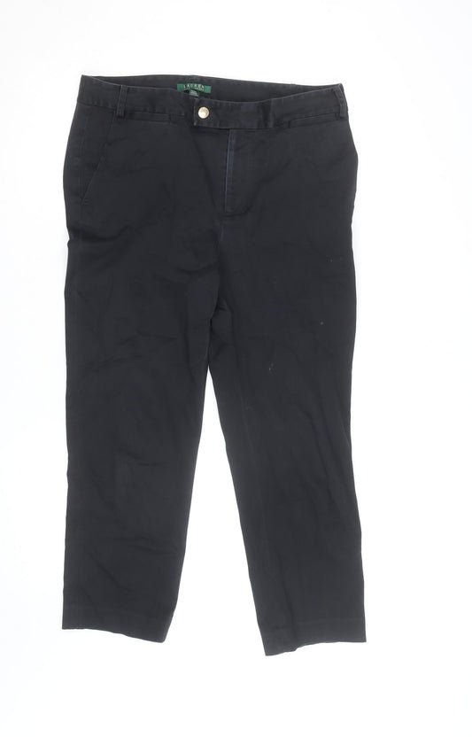 Lauren Ralph Lauren Women's Black Cotton Chino Trousers Size 12