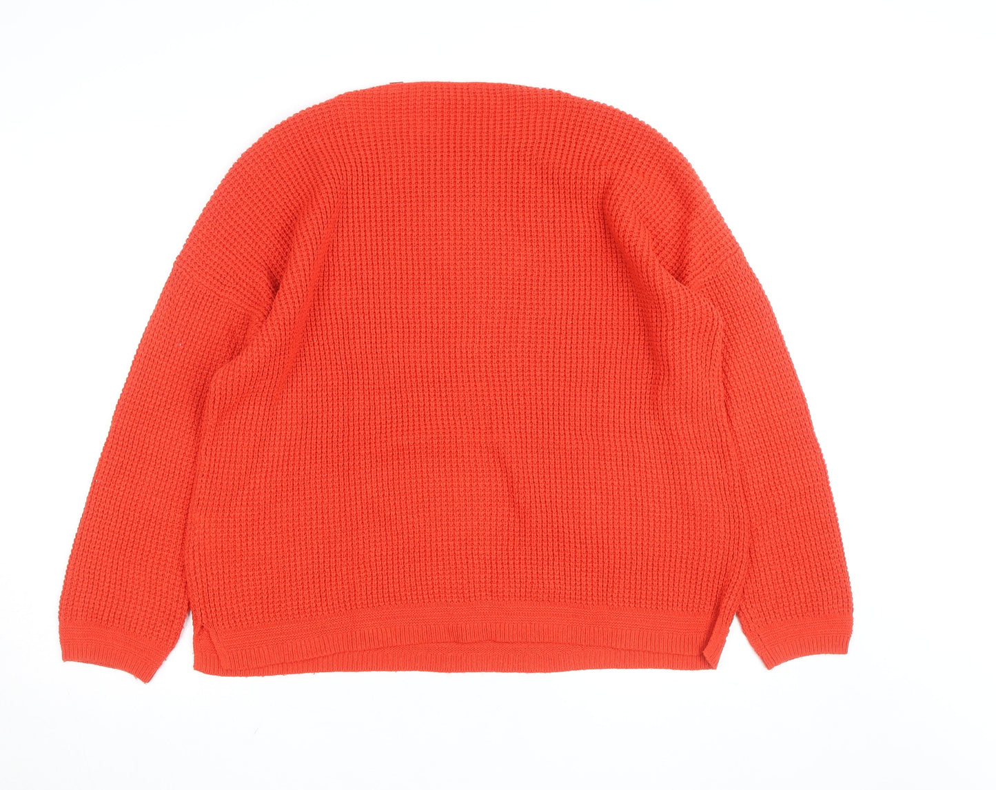 s.Oliver Women Red Waffle-Knit Long Sleeve Pullover Jumper Size 16