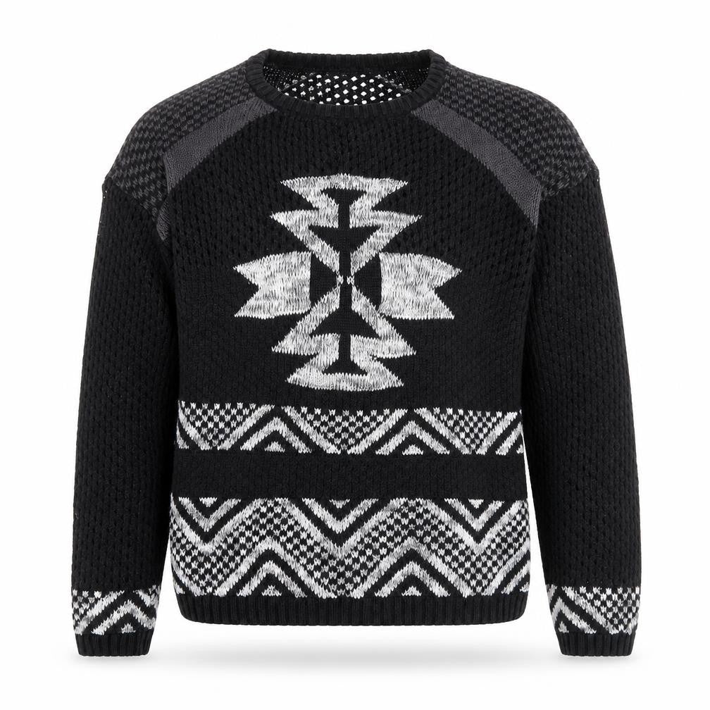 ONLY Unisex Black Aztec Knit Pullover Jumper Size M