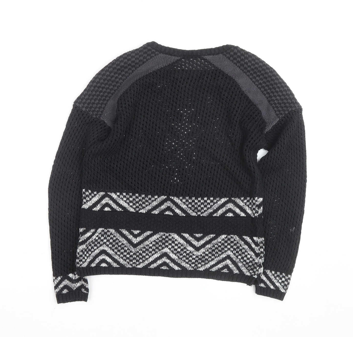 ONLY Unisex Black Aztec Knit Pullover Jumper Size M