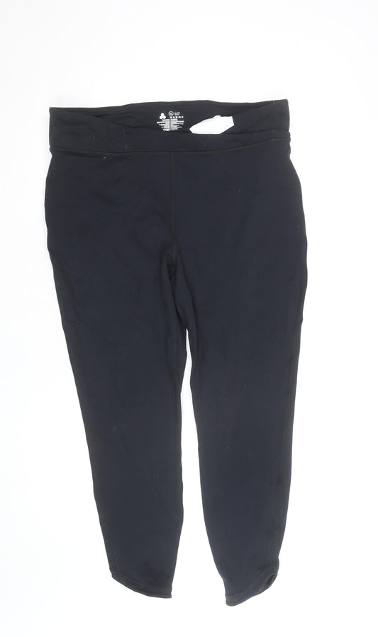 Crane Womens Black Capri Leggings XL Slim Fit Activewear