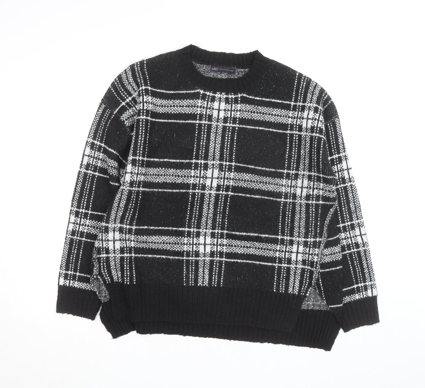 Marks and Spencer Women’s Black Check Knit Pullover Jumper Medium