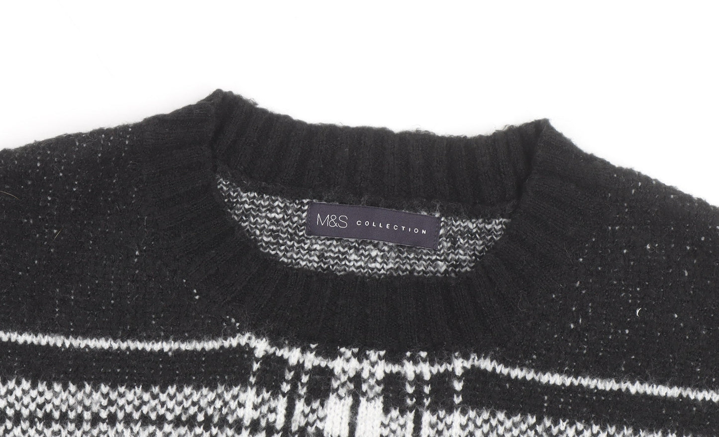 Marks and Spencer Women’s Black Check Knit Pullover Jumper Medium