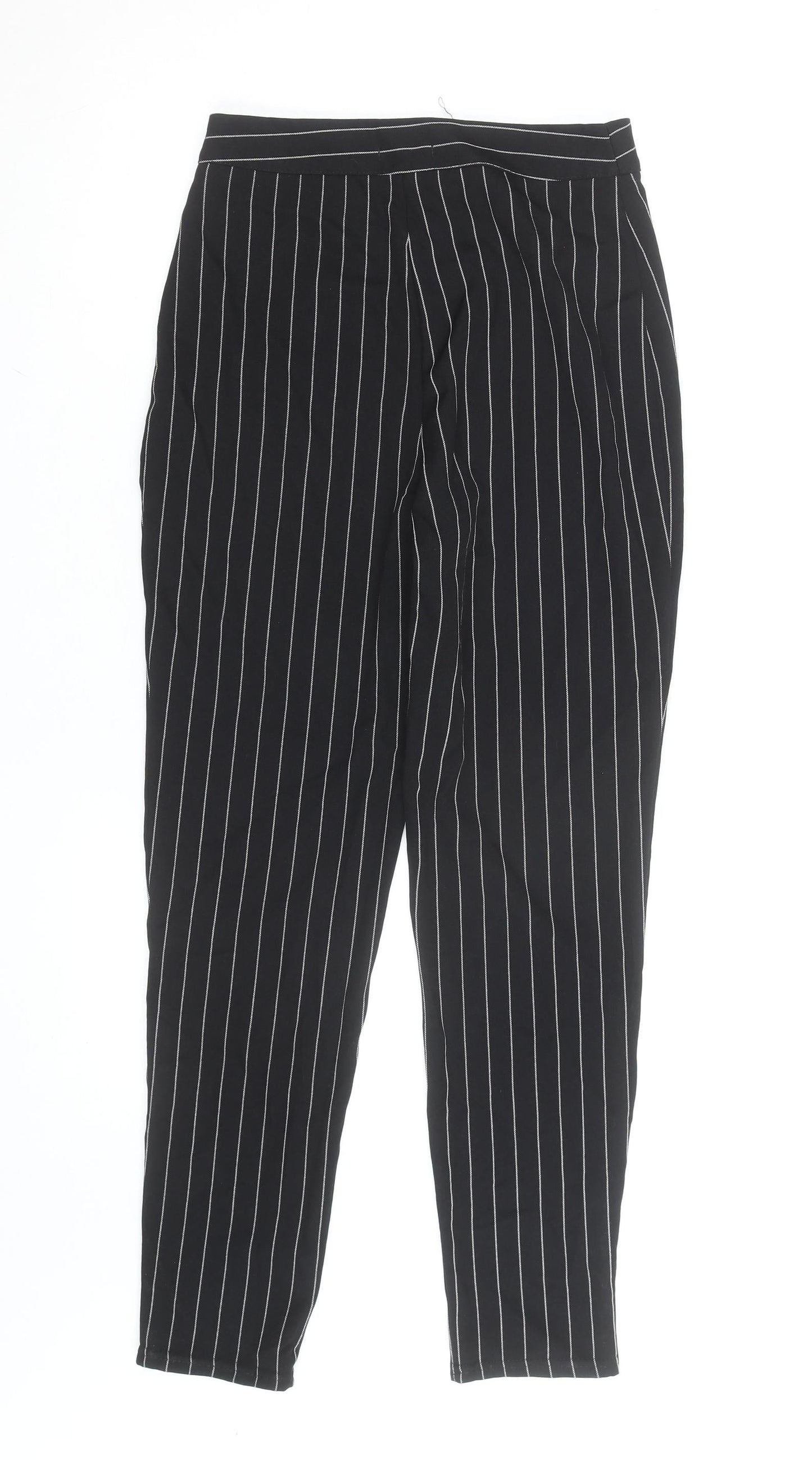 Boohoo Tall Women's Black Pinstripe Trousers Size 6 Slim Fit