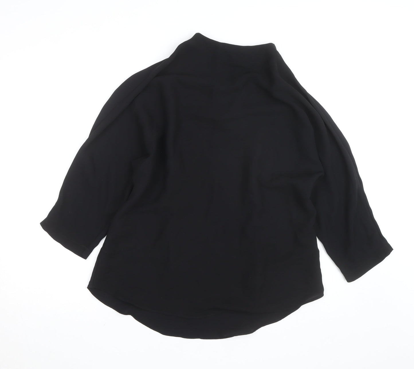 River Island Women’s Black High Neck 3/4 Sleeve Blouse Size 14
