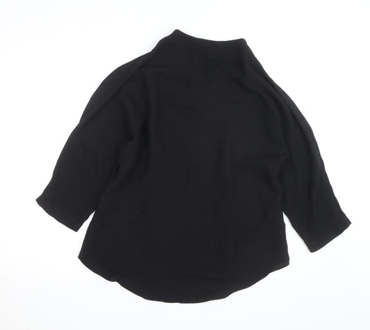 River Island Women’s Black High Neck 3/4 Sleeve Blouse Size 14