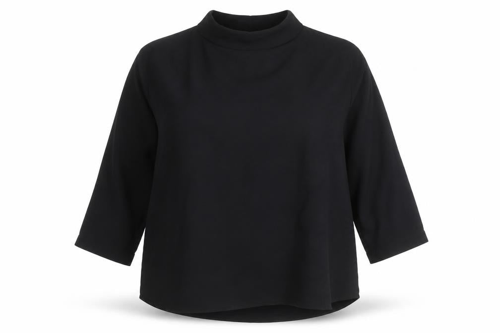 River Island Women’s Black High Neck 3/4 Sleeve Blouse Size 14