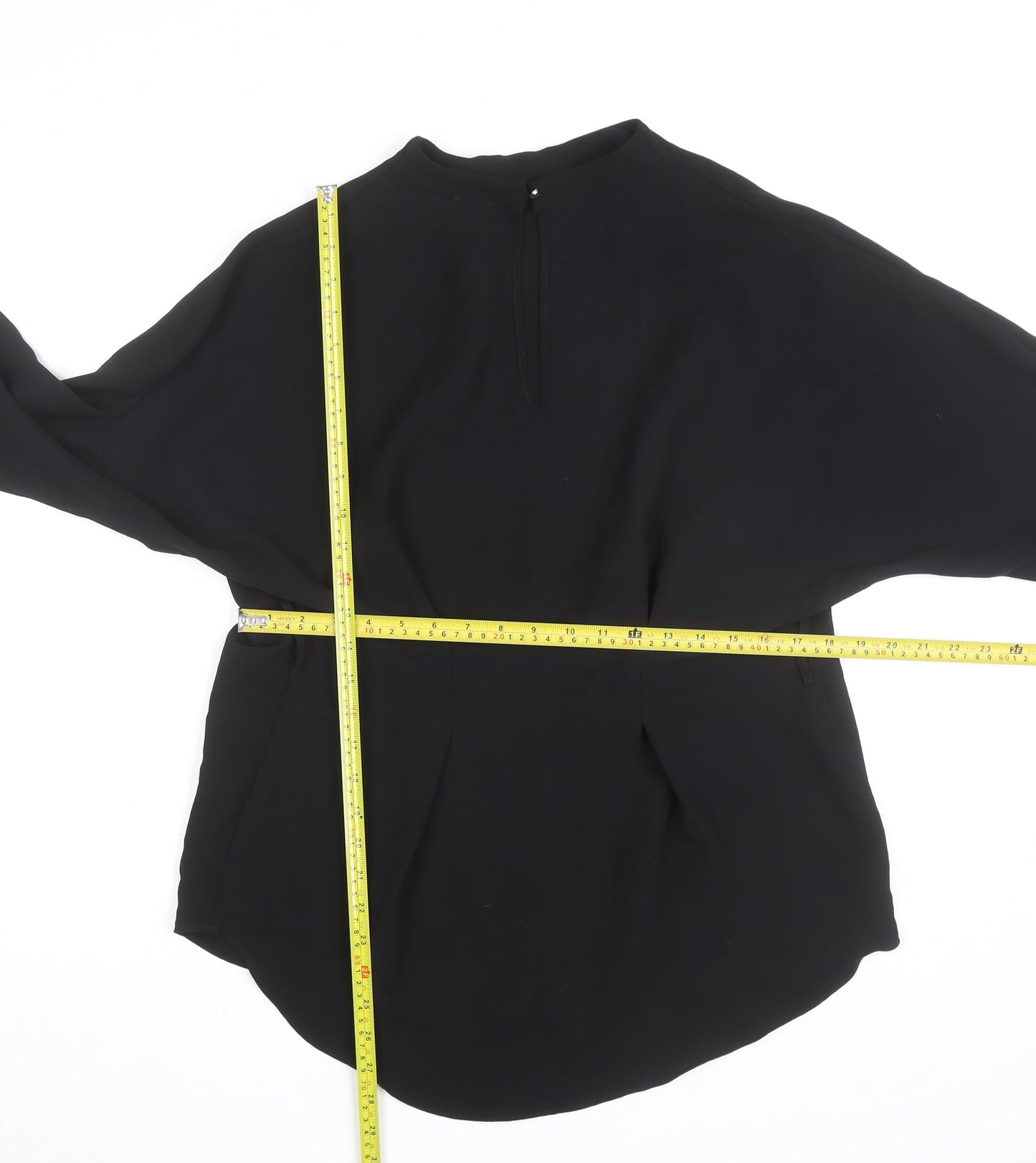 River Island Women’s Black High Neck 3/4 Sleeve Blouse Size 14