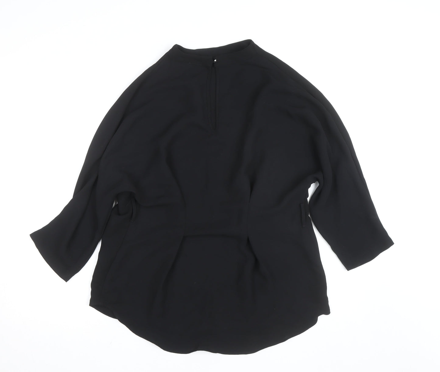 River Island Women’s Black High Neck 3/4 Sleeve Blouse Size 14