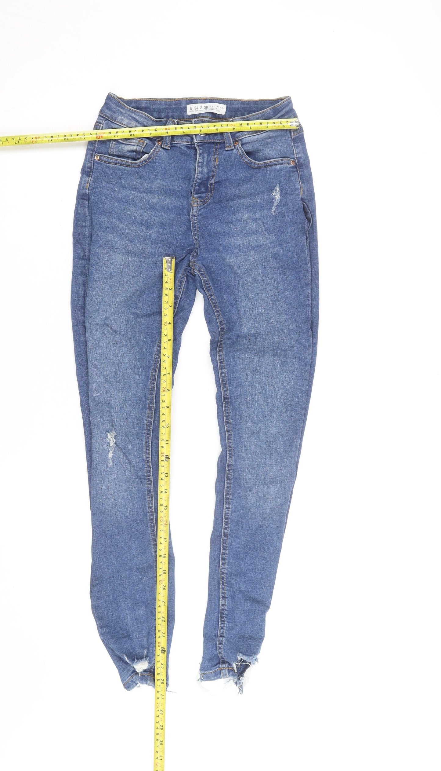 Denim Co. Women's Blue Skinny Distressed Jeans Size 6