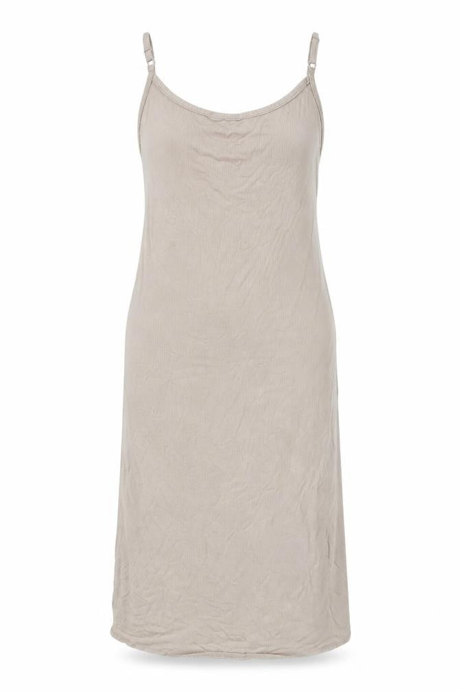 Rise Beige Ribbed Slip Dress Women Size 12/14 Midi Polyester