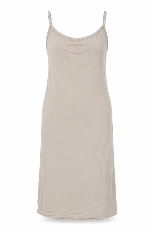 Rise Beige Ribbed Slip Dress Women Size 12/14 Midi Polyester