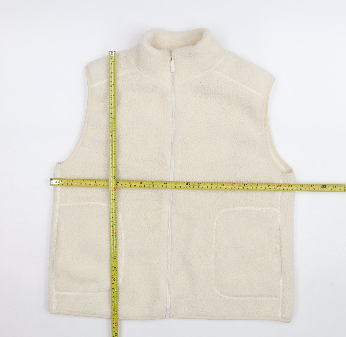 Primark Women Ivory Fleece Zip Waistcoat Bodywarmer Size M