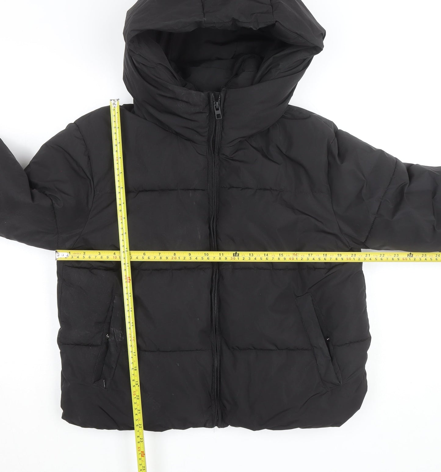 Stradivarius Women Black Size 12 Puffer Jacket Hooded Short
