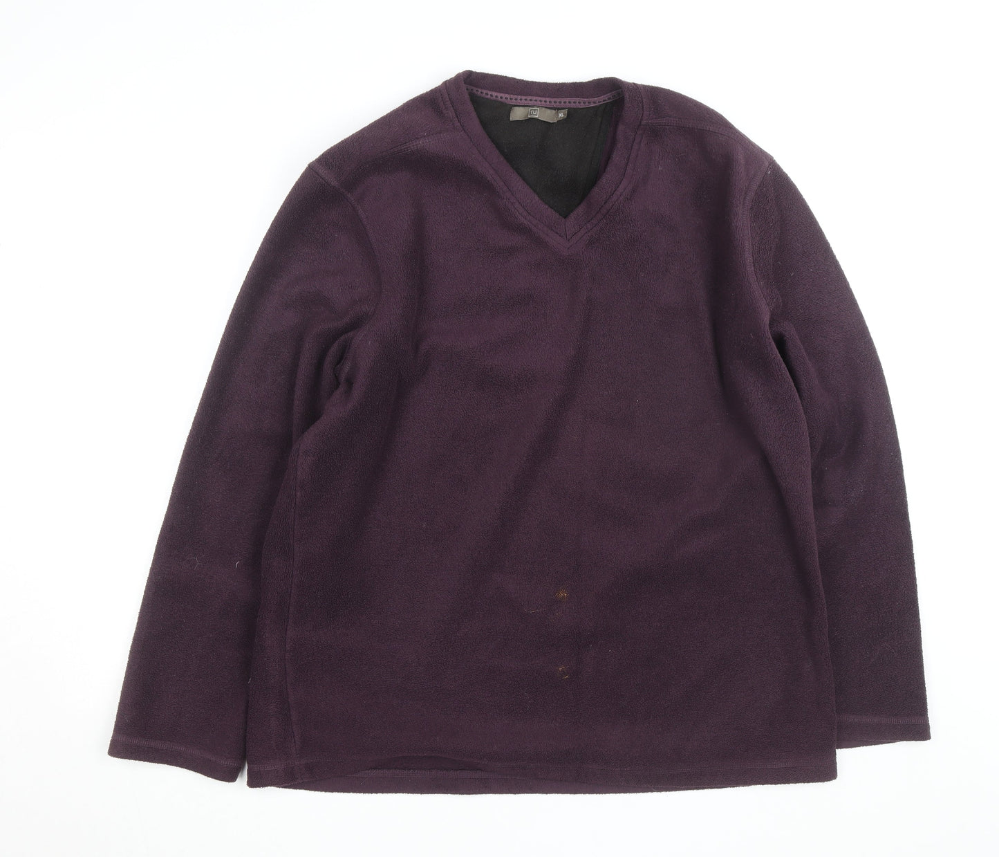 TU Men's Purple Fleece V-Neck Pullover Jumper XL