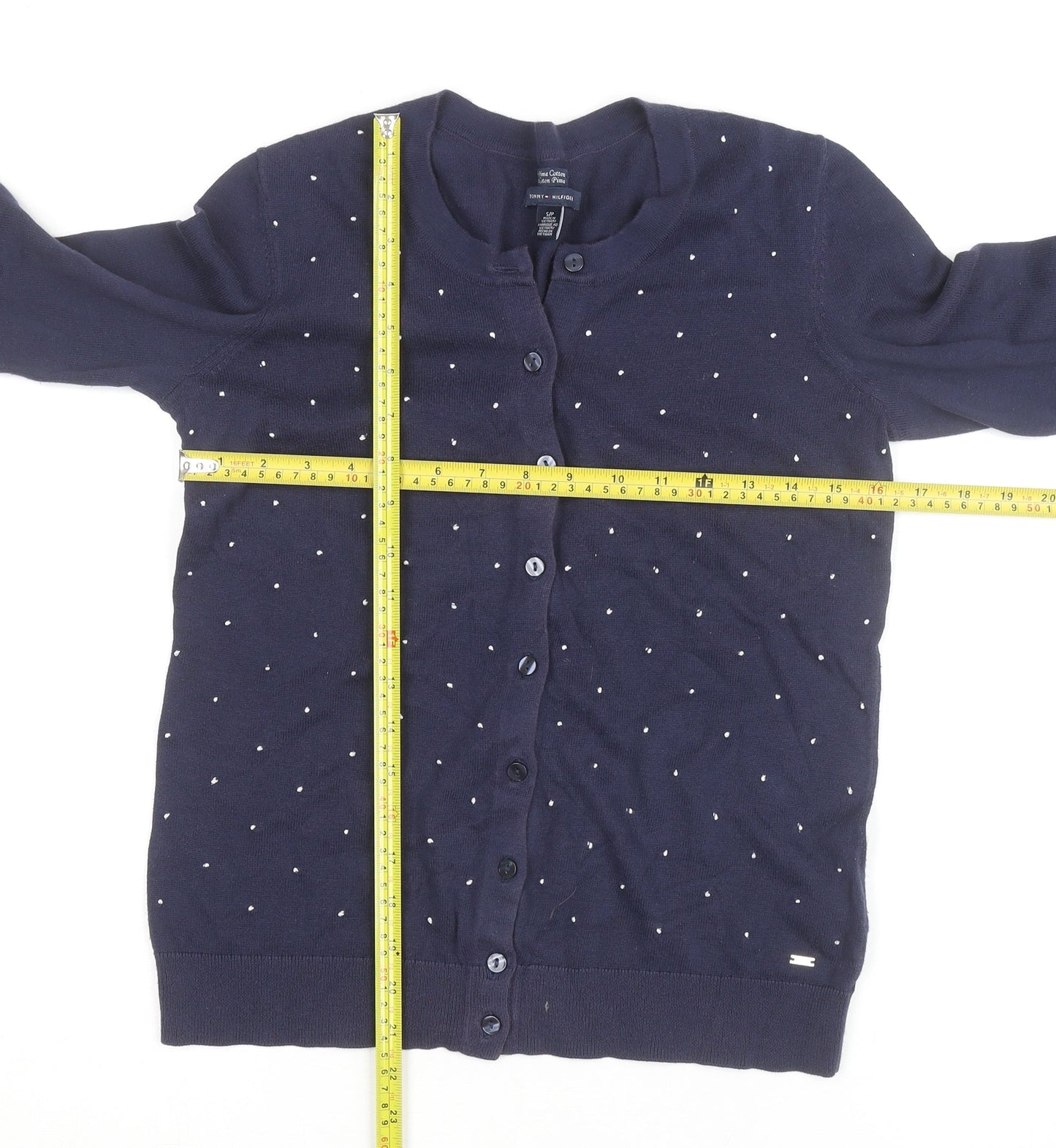 Tommy Hilfiger Women's Blue Cotton Studded Cardigan Size S