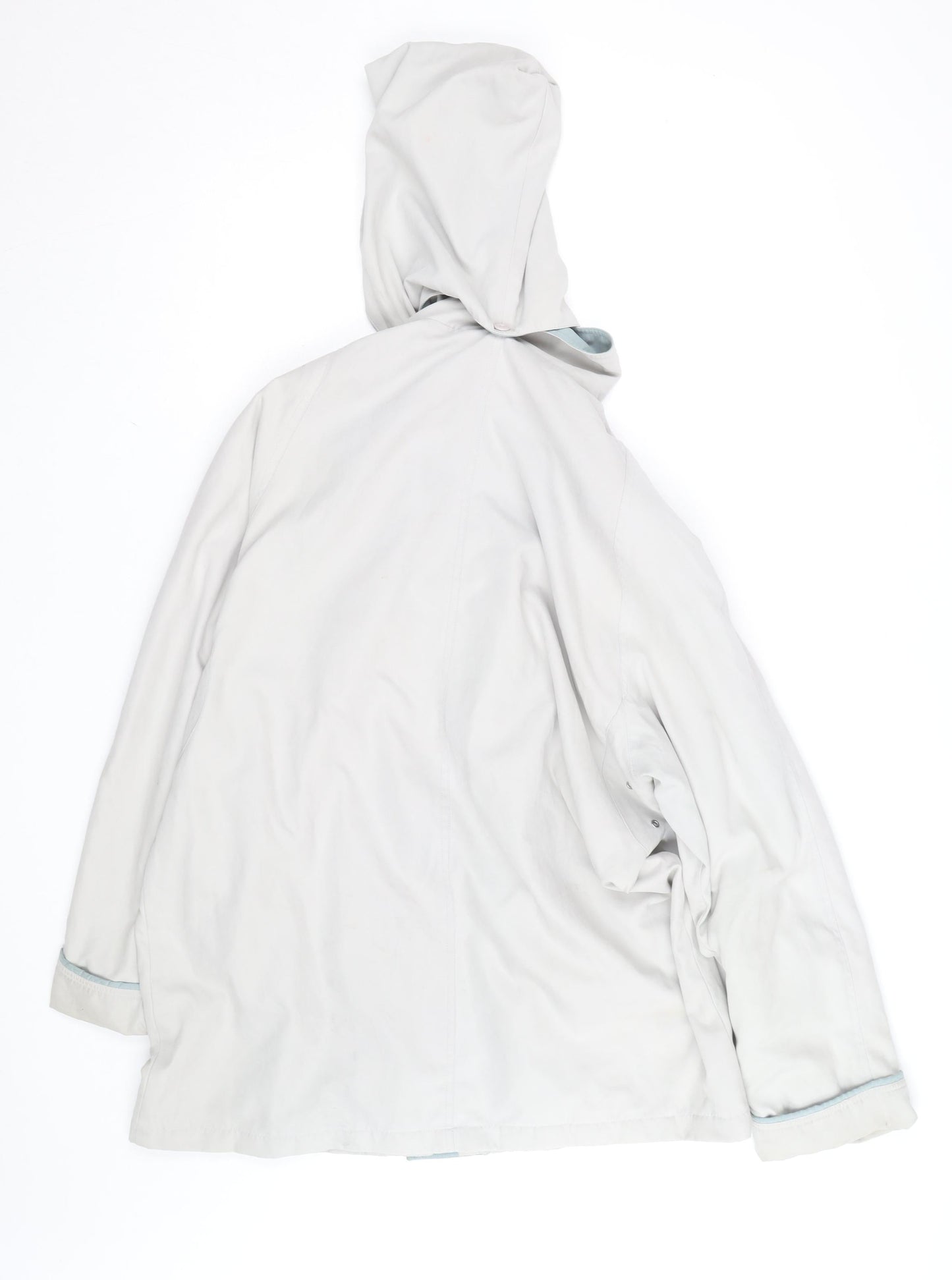 Aberille Unisex White Hooded Rain Coat Size 16 Mid-Length Cotton Blend