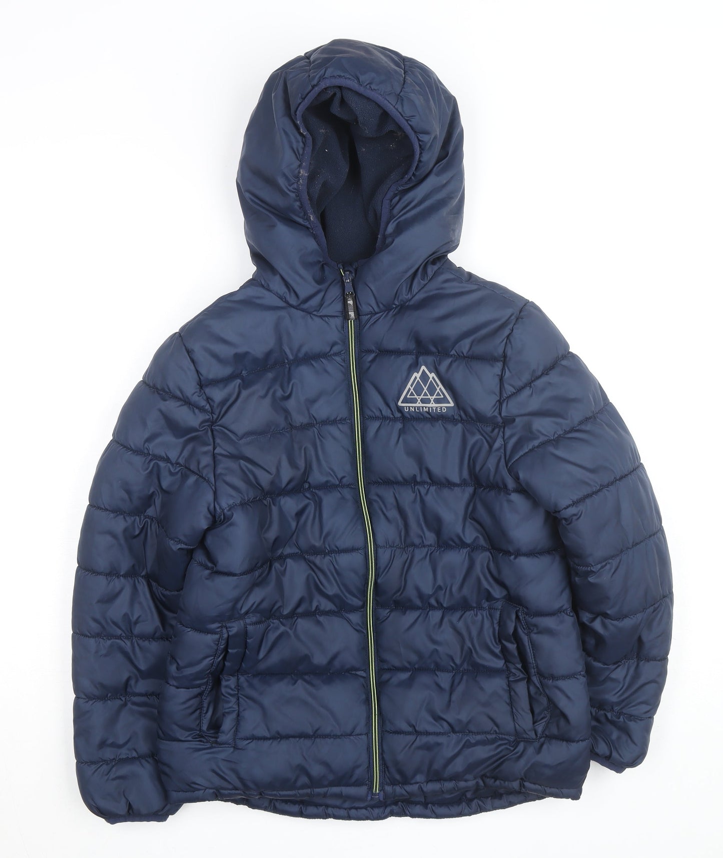 Studio Boys Blue Hooded Puffer Jacket 7-8 Years Polyester Mid-Length