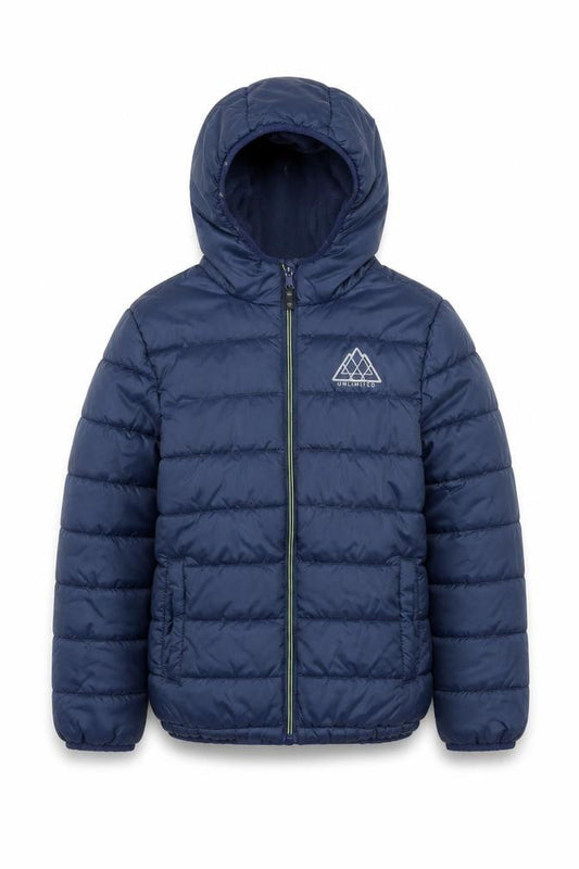Studio Boys Blue Hooded Puffer Jacket 7-8 Years Polyester Mid-Length