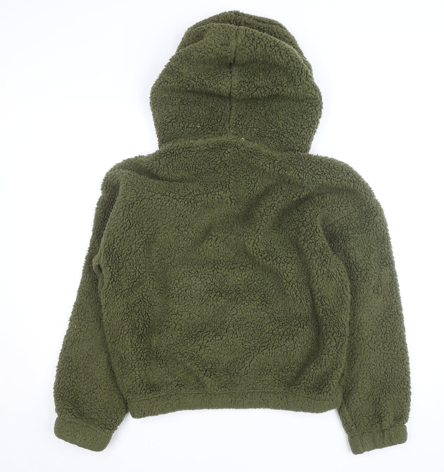 Tu Women Green Fleece Hooded 1/4 Zip Jumper Size 12