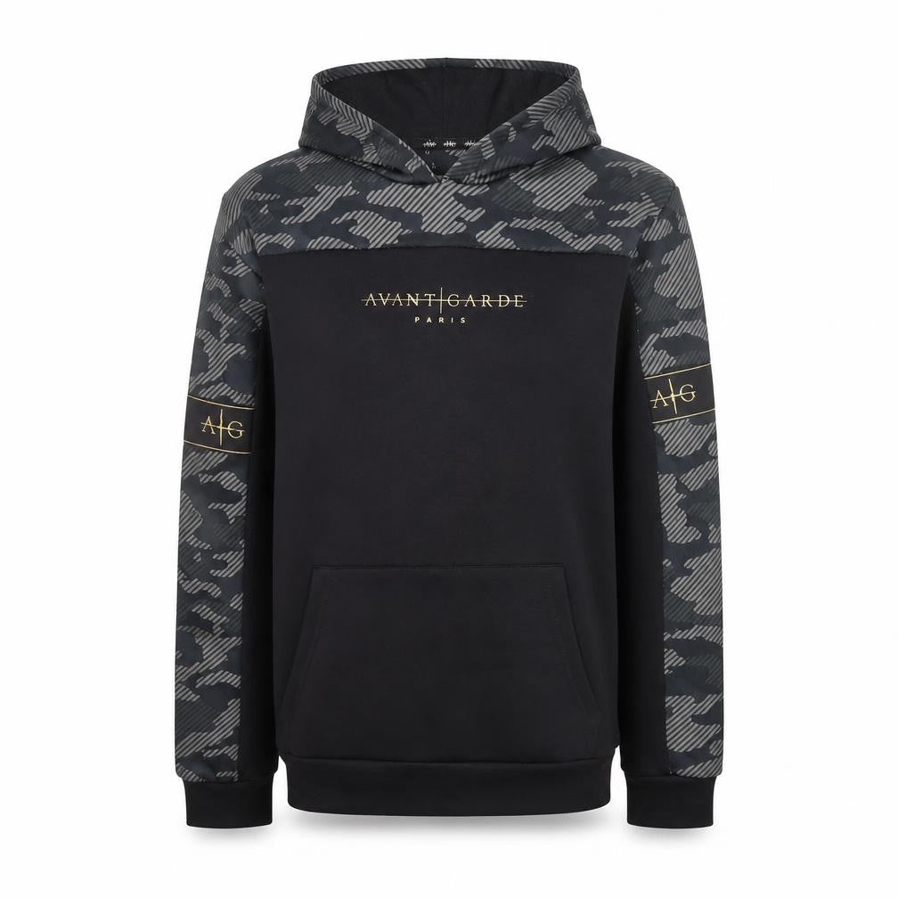 Avant Garde Paris Boys Black Camo Pullover Hoodie 11-12 Years