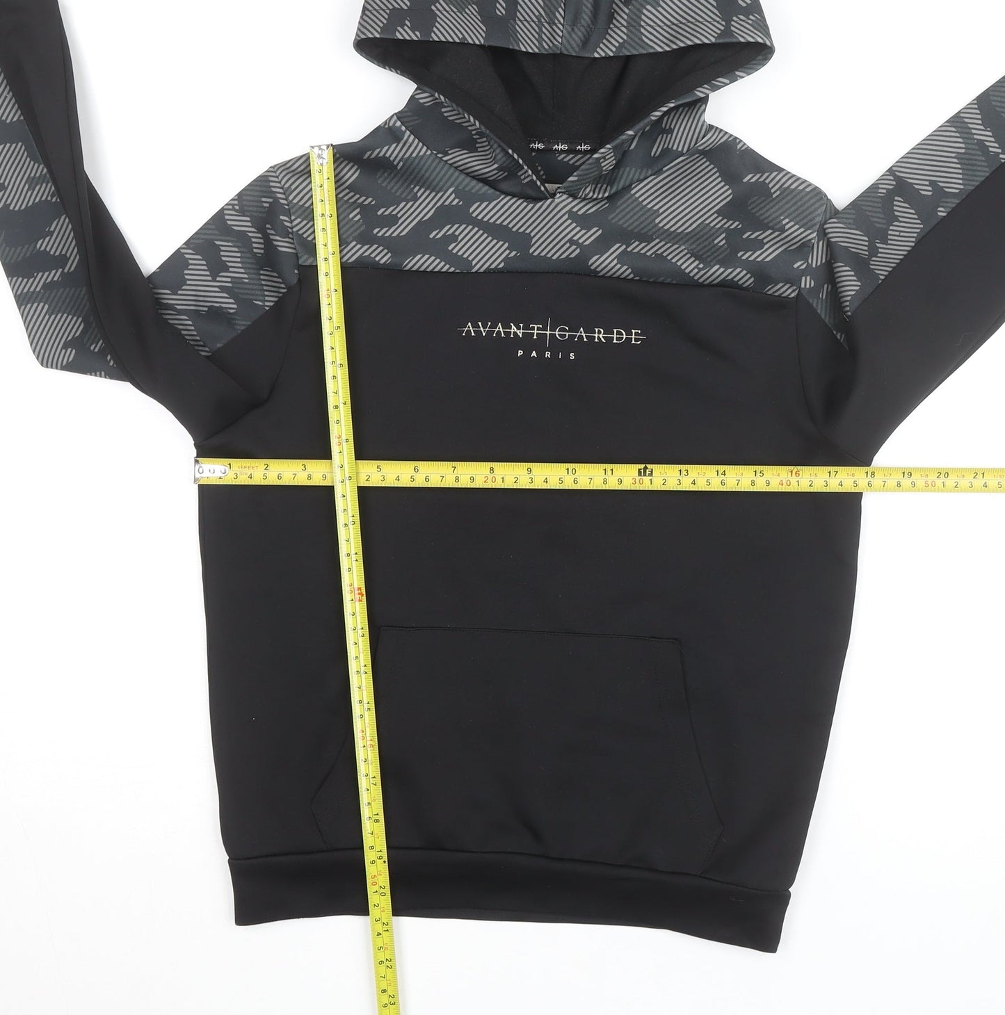 Avant Garde Paris Boys Black Camo Pullover Hoodie 11-12 Years