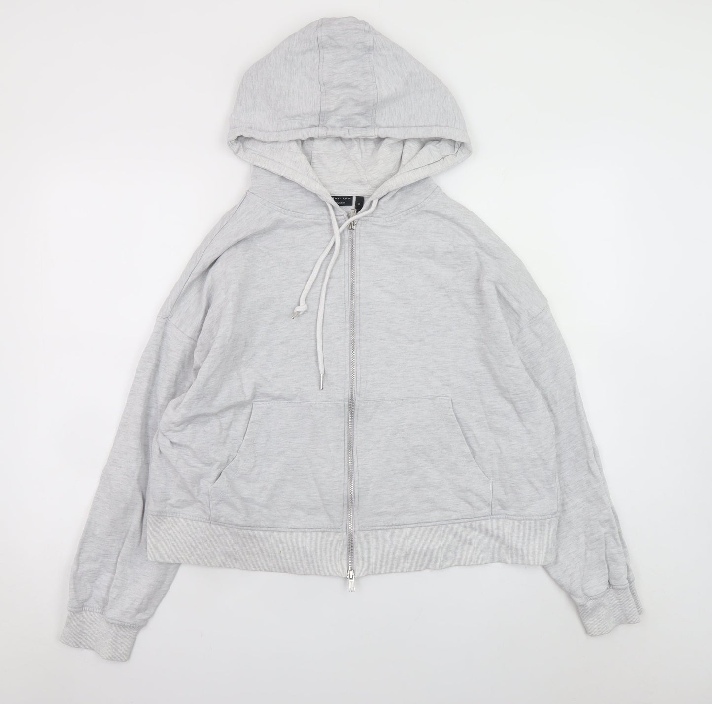 ASOS DESIGN Unisex Grey Full Zip Hoodie Size S Relaxed Fit