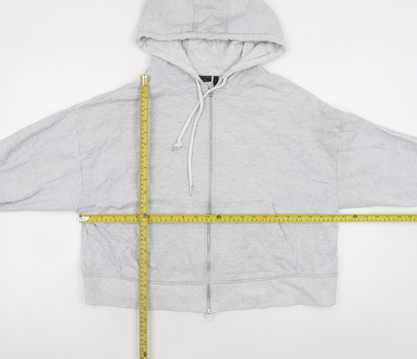 ASOS DESIGN Unisex Grey Full Zip Hoodie Size S Relaxed Fit