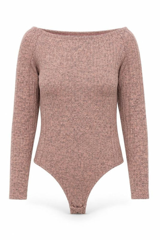 PrettyLittleThing Women Brown Off Shoulder Long Sleeve Bodysuit Size 10