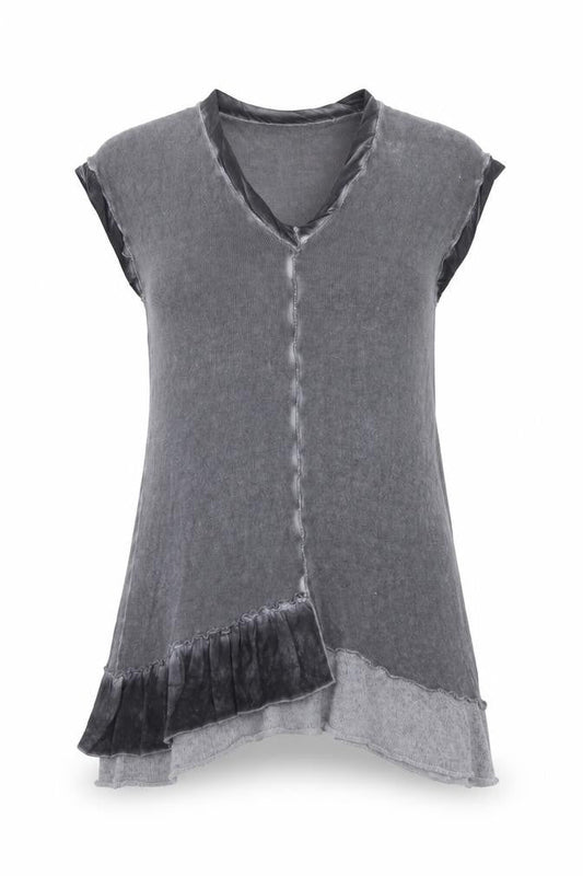 Mint Velvet Women's Grey Asymmetric Knit Short Sleeve Dress Size 10