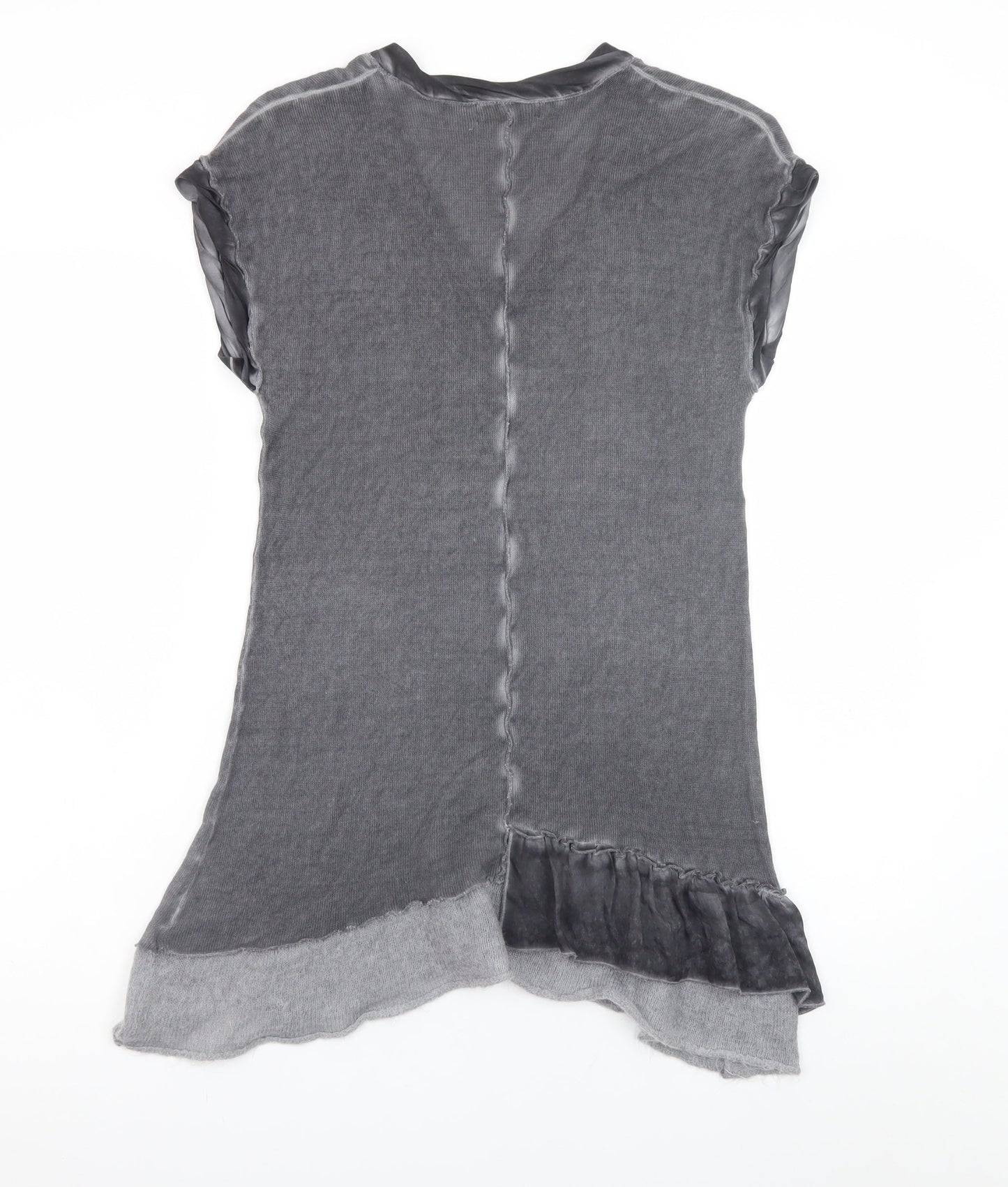 Mint Velvet Women's Grey Asymmetric Knit Short Sleeve Dress Size 10