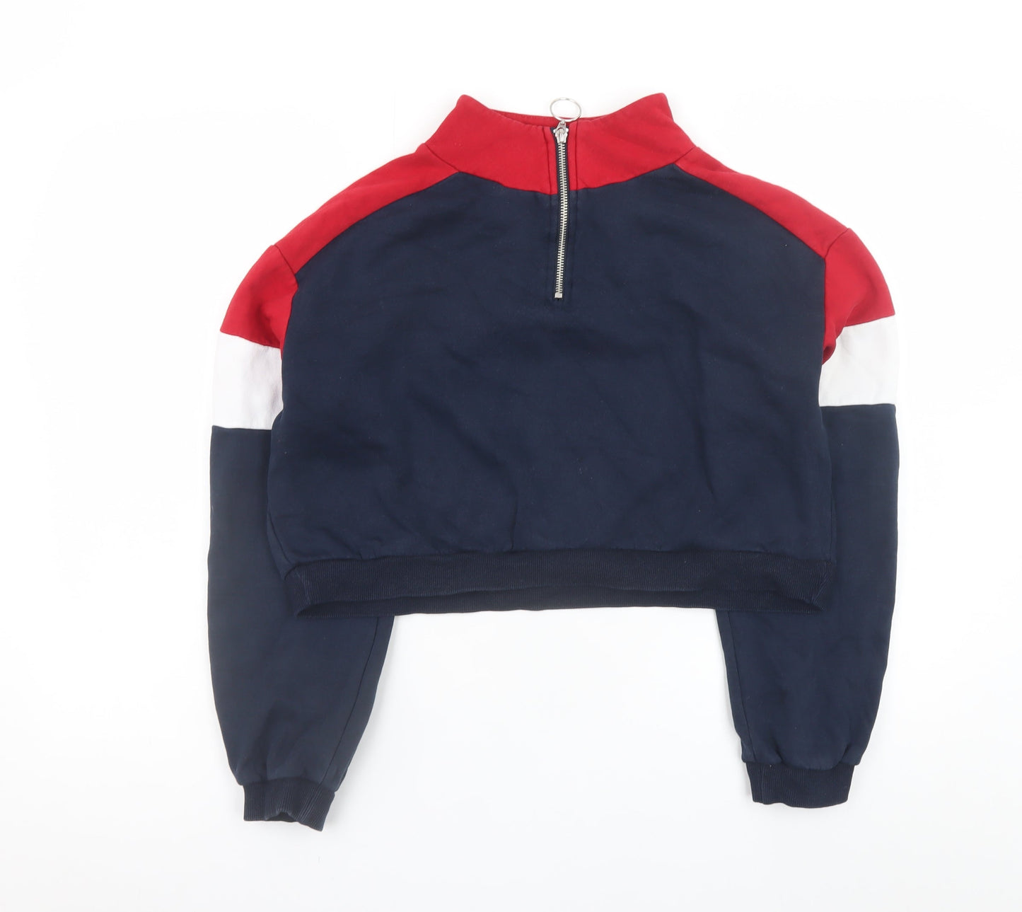 H&M Divided Women’s Navy Red Colourblock 1/2 Zip Sweatshirt Size S