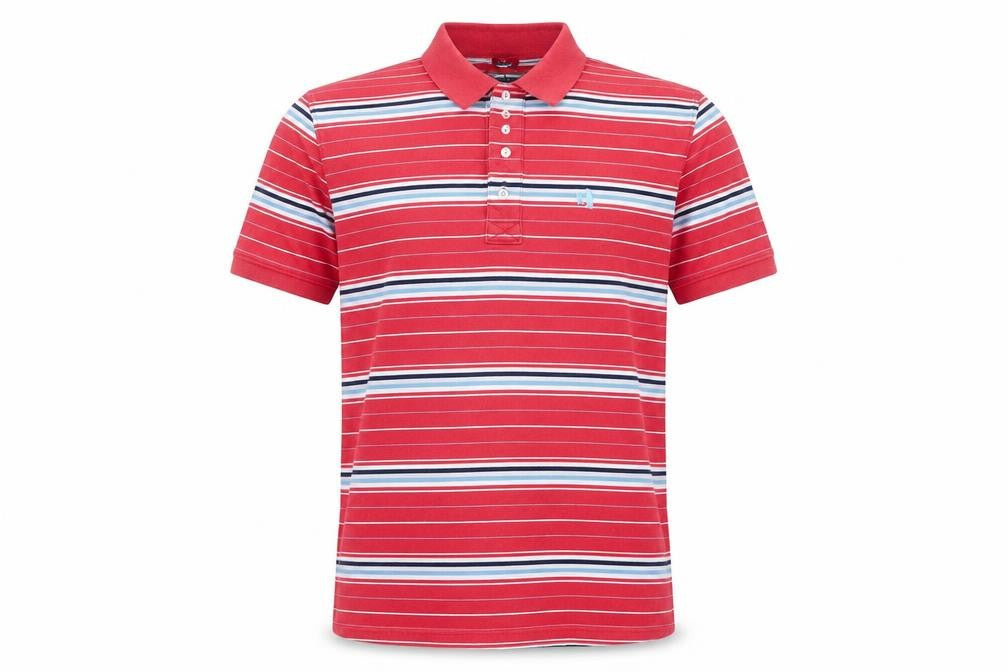 Fila Mens Red Striped Classic Fit Cotton Polo Shirt Size M