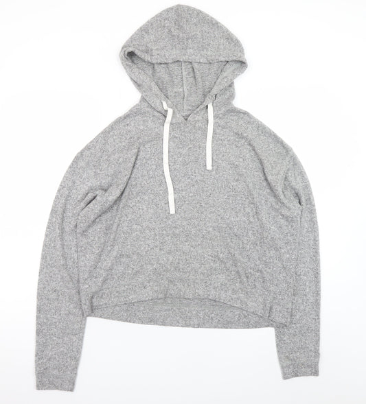 Hollister Womens Grey Knit Pullover Hoodie Size L Relaxed Fit