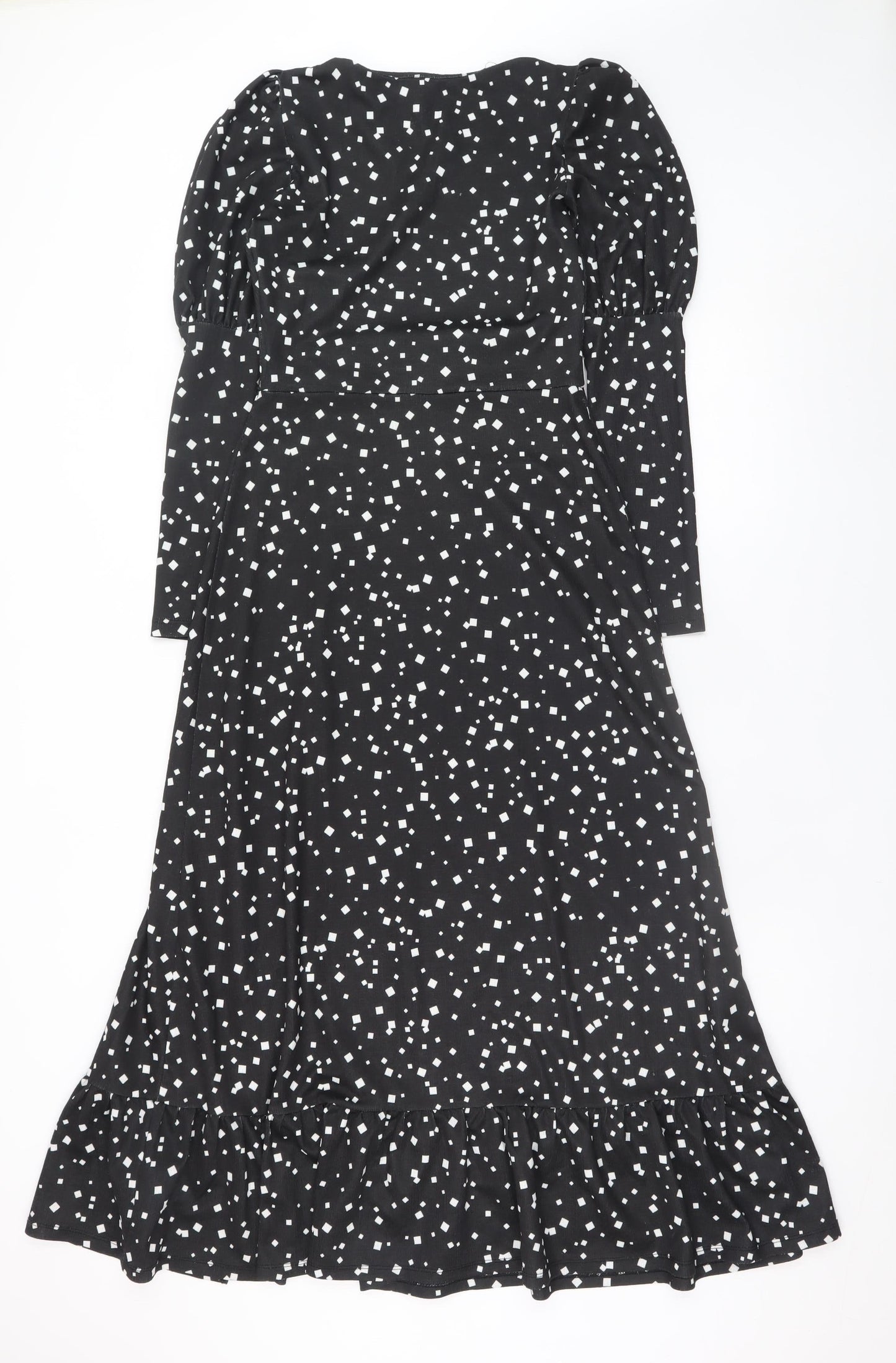 River Island Women Black Size 8 Fit & Flare Midi Dress