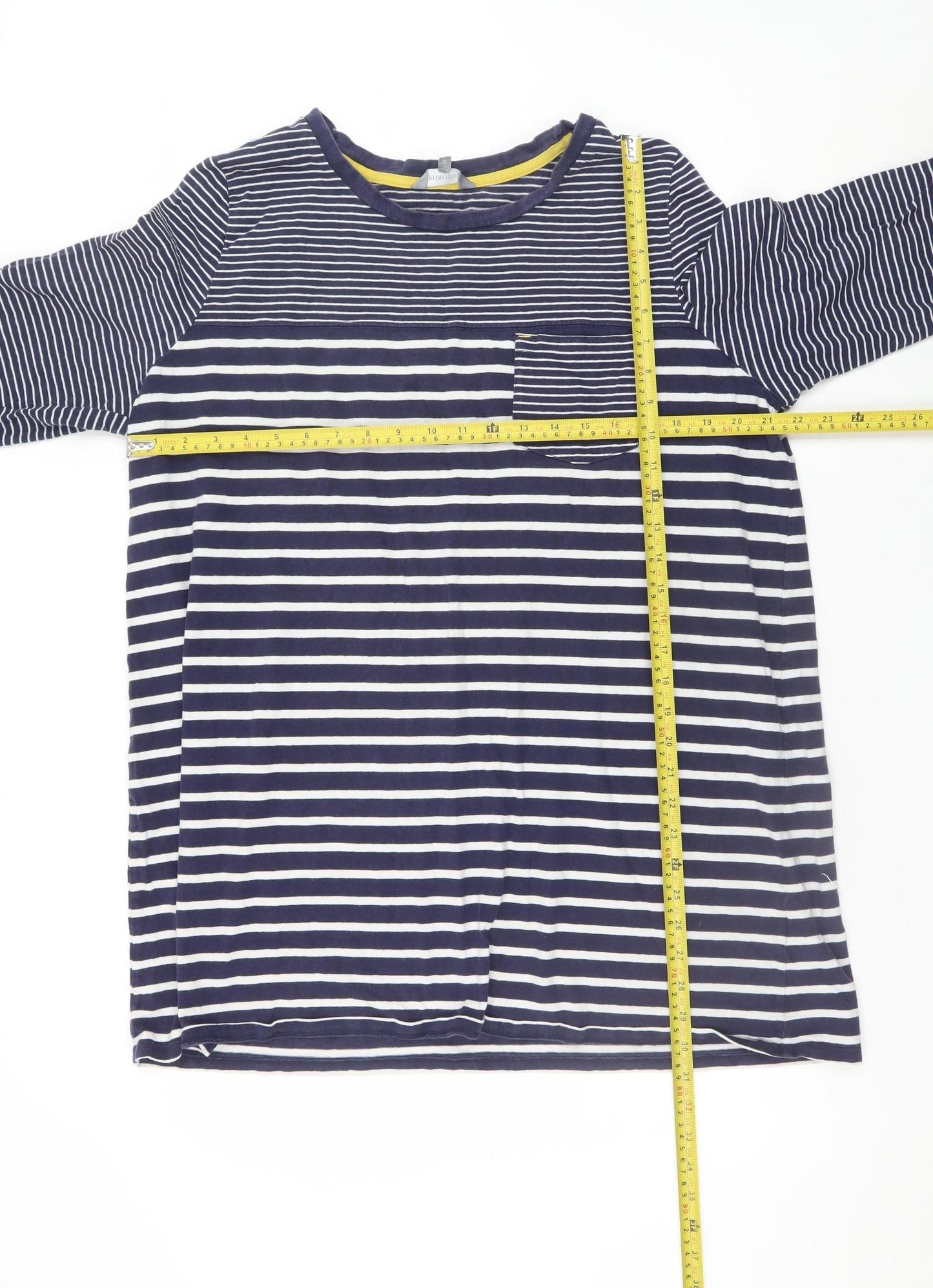 Principles Women Blue Striped Shift Dress Size 22 Cotton 3/4 Sleeve