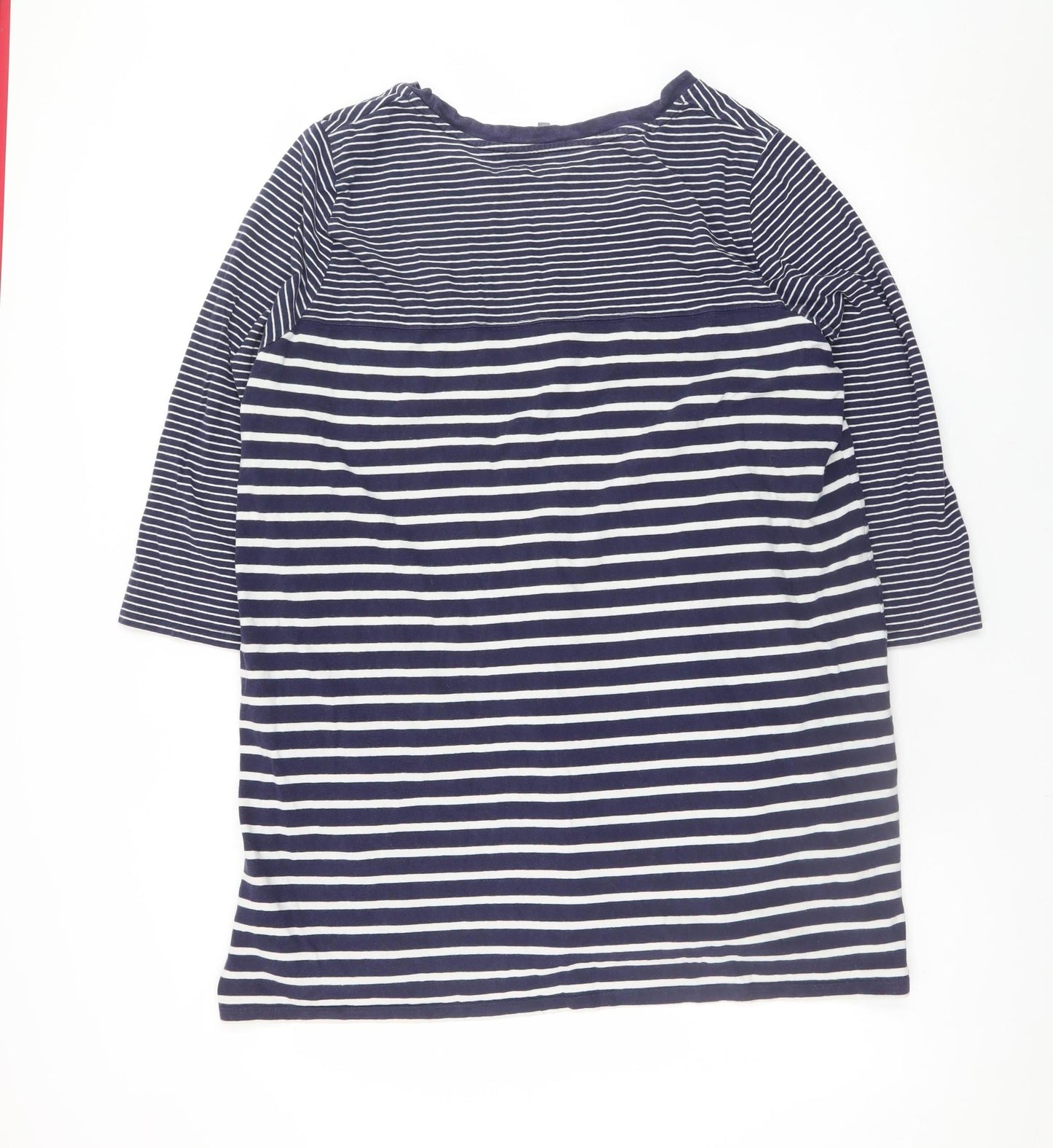 Principles Women Blue Striped Shift Dress Size 22 Cotton 3/4 Sleeve