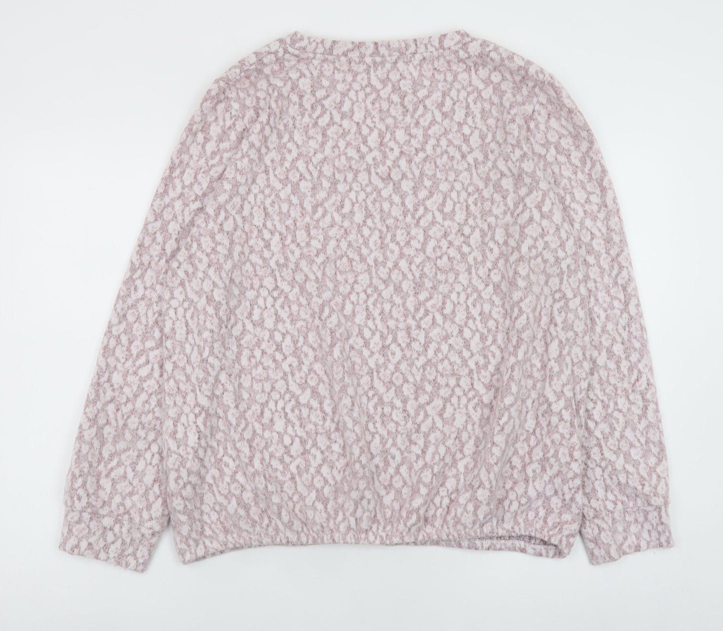 Bonmarché Women Pink Animal Print Knit Blouse Size 16