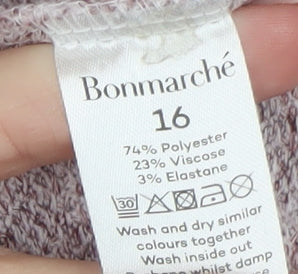 Bonmarché Women Pink Animal Print Knit Blouse Size 16