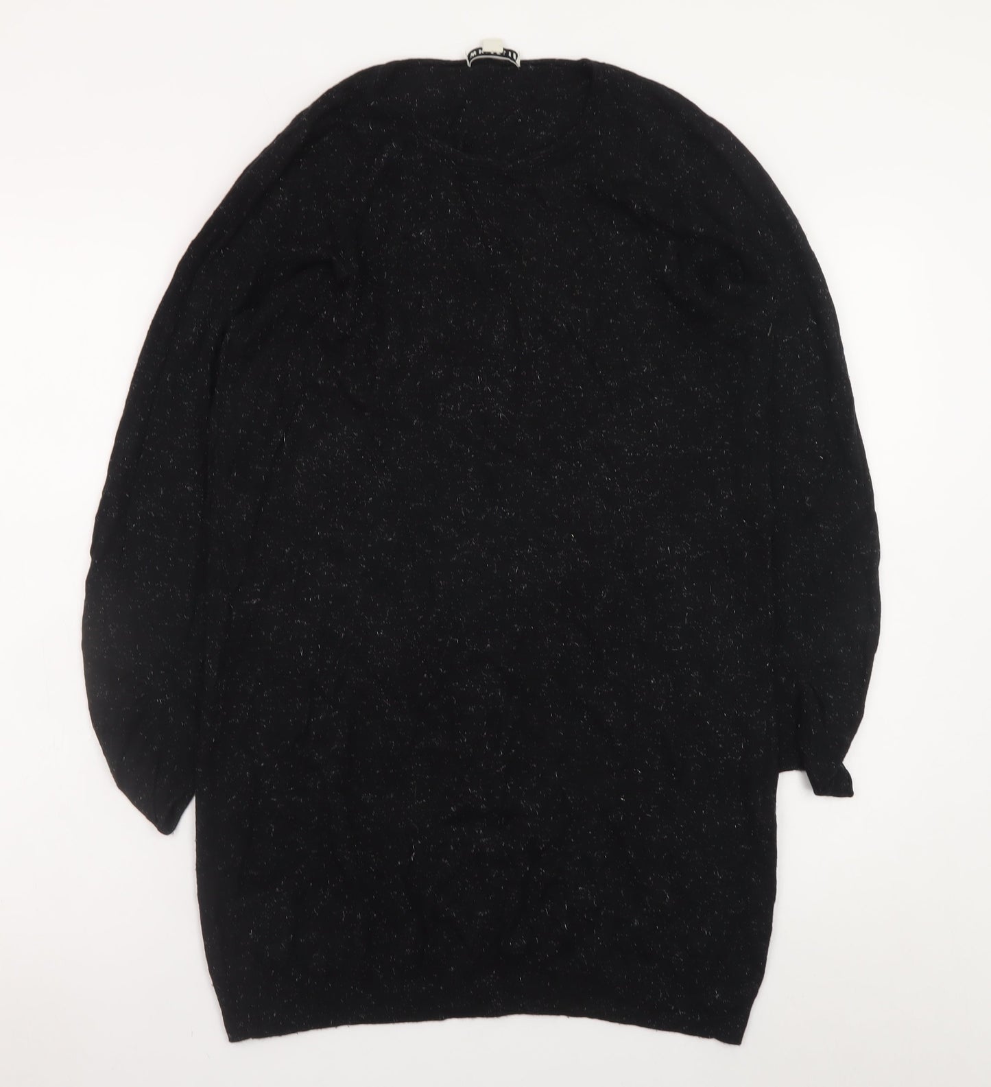 Whistles Women Black Size 12 Knit Jumper Dress Long Sleeve