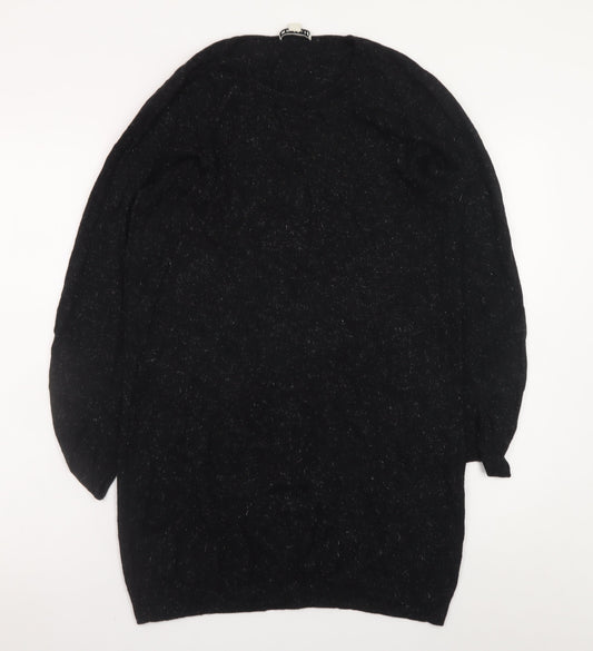 Whistles Women Black Size 12 Knit Jumper Dress Long Sleeve
