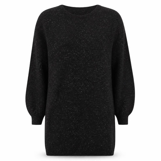 Whistles Women Black Size 12 Knit Jumper Dress Long Sleeve