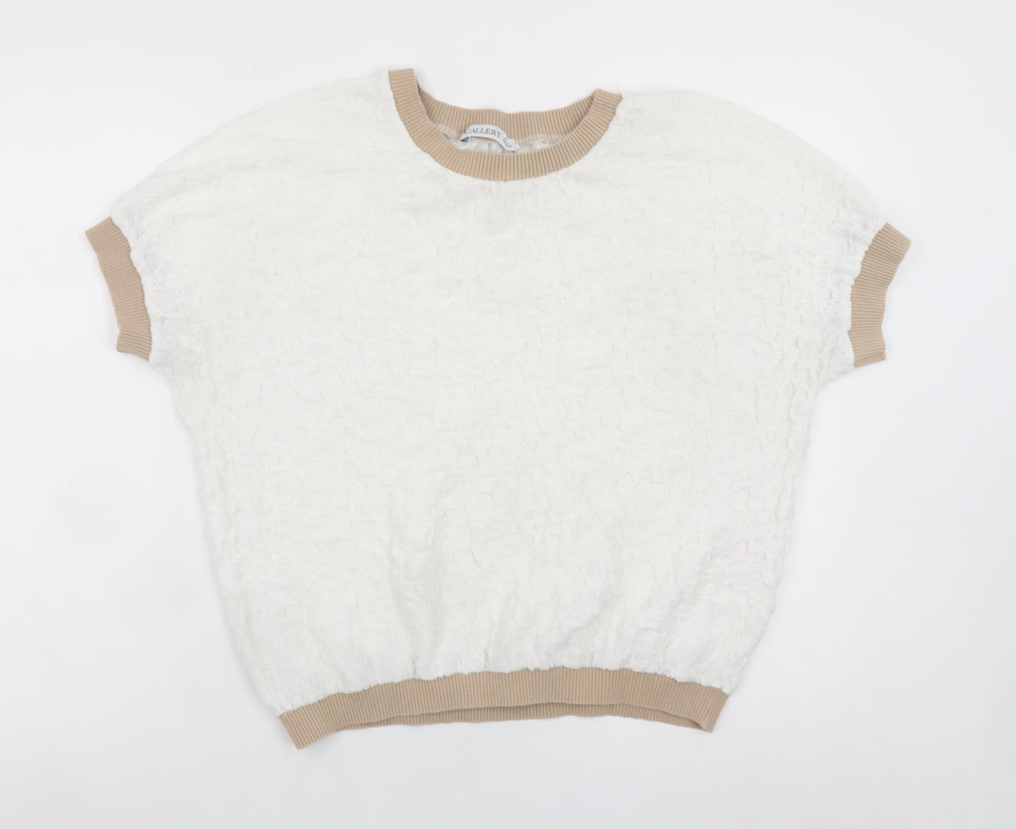 Gallery Women Ivory Short Sleeve Basic T-Shirt Size M