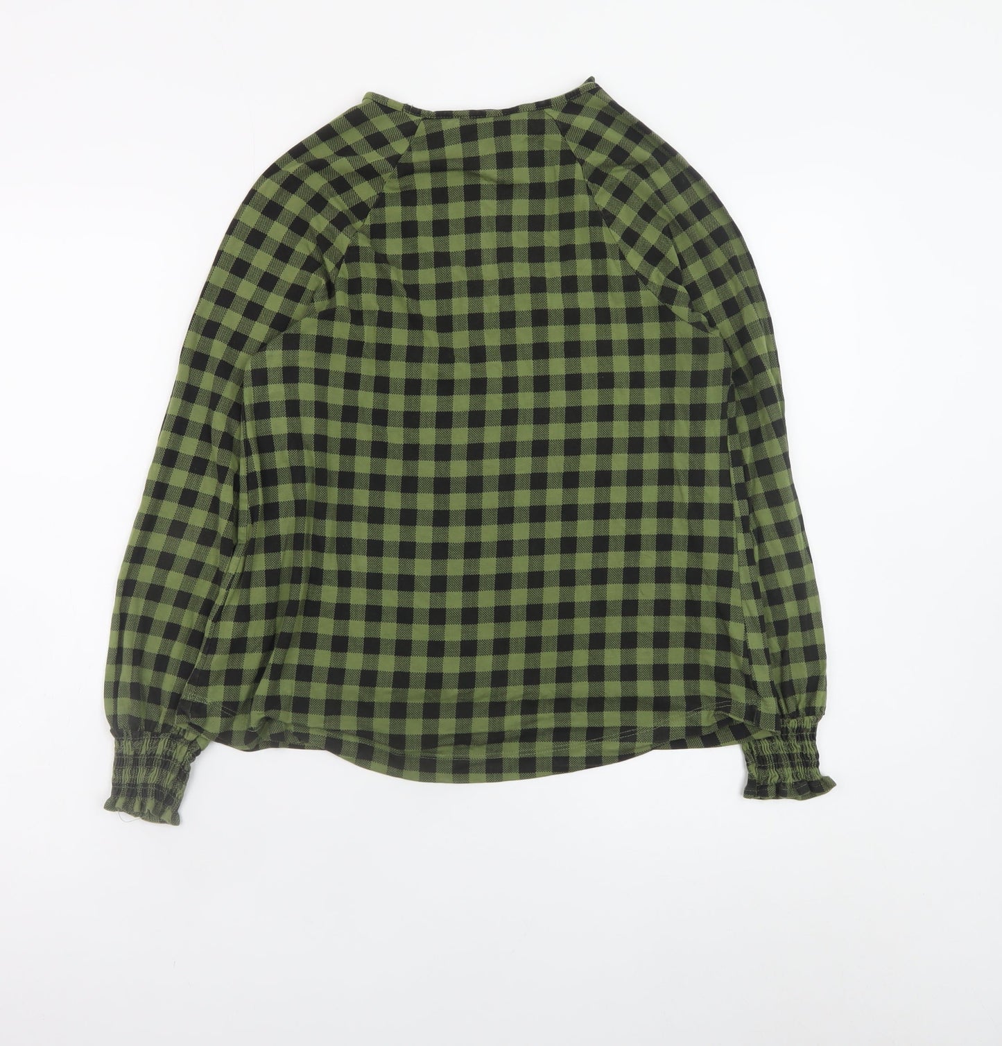 Next Womens Green Check Tunic Blouse Size 12 Long Sleeve