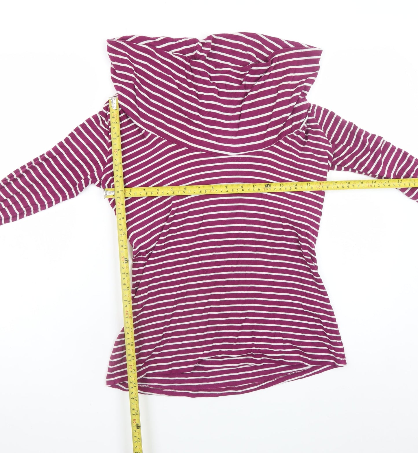 JoJo Maman Bébé Women's Purple Striped Cowl Neck Long Sleeve Maternity Top Size M