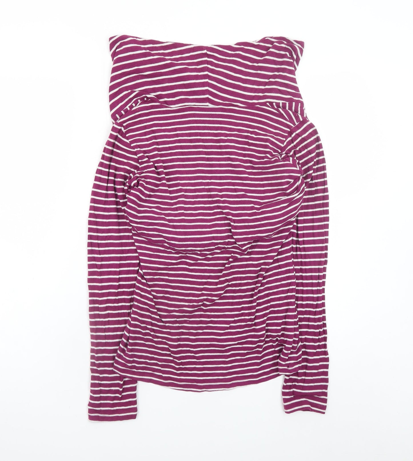 JoJo Maman Bébé Women's Purple Striped Cowl Neck Long Sleeve Maternity Top Size M