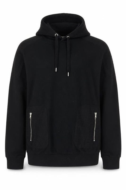 Genetic Apparel Men's Black Hoodie L Pullover Zip Pocket Cotton Blend