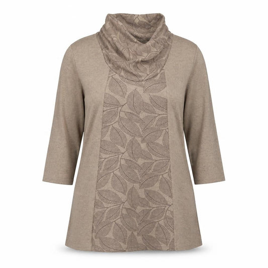 TIGI Women Beige 14-16 Shift Dress Cowl Neck 3/4 Sleeve Knit