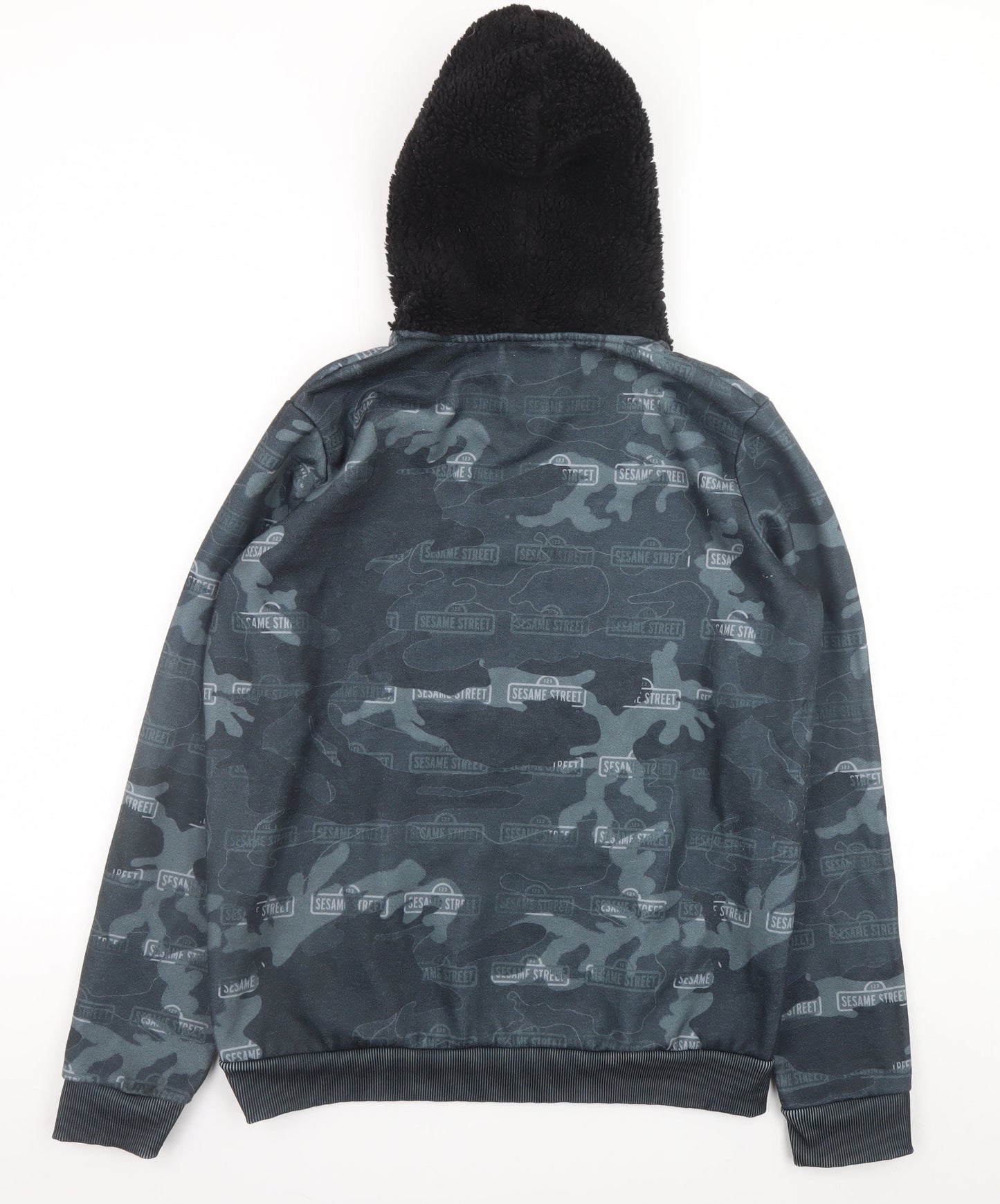 Hype Boys Black Camouflage Sesame Street Hoodie Age 15 Pullover