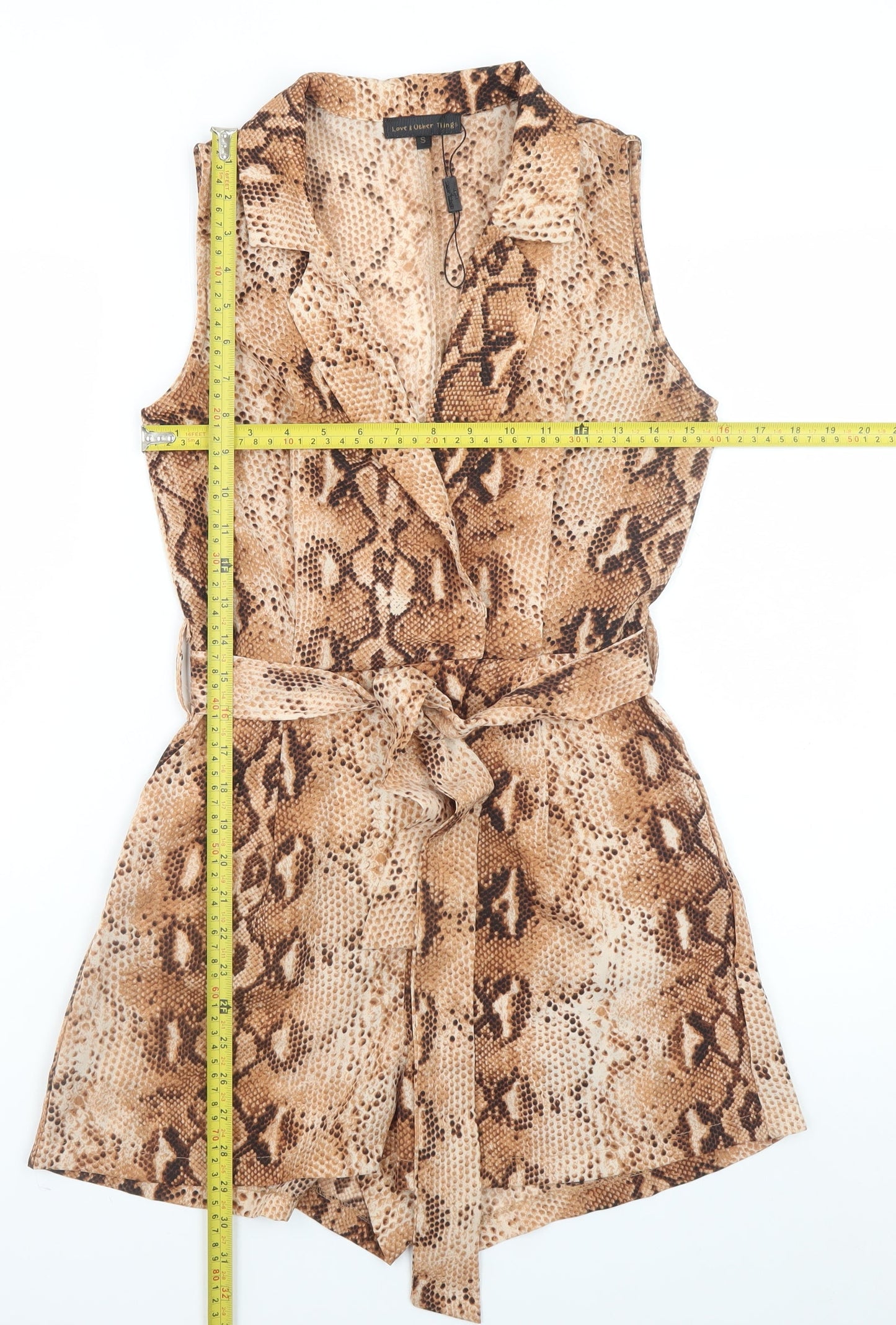 Love & Other Things Women's Brown Animal Print Sleeveless Playsuit Size S